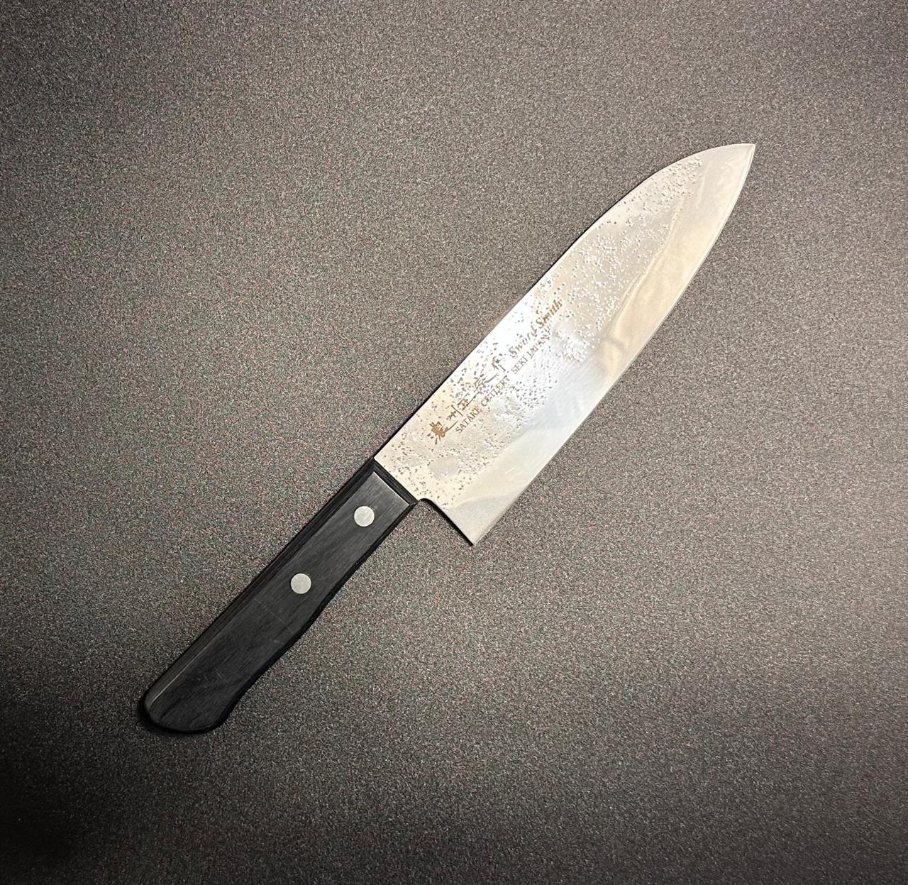 Santoku SATAKE Serie Nashiji Clad Black Pakka - 17 cm